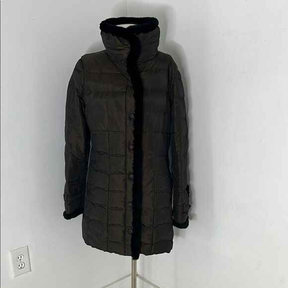 MAXMARA Italy Puffer Coat With Fur Trim USA 12 - Picture 1 of 8